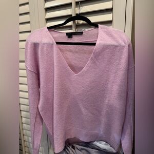360 Sweater Women's Long Sleeves Fluffy Pullover  Cashmere V Sweater Pink
